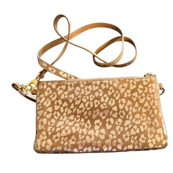 LOTUS Metallic Gold Leopard Print Crossbody Wristlet Handbag/Wallet Pockets - Picture 8 of 9